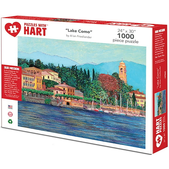 Hart Puzzles 1000-Piece Lake Como by Allan Friedlander Interlocking Jigsaw Puzzle