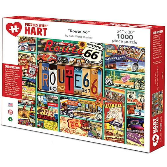 Hart Puzzles 1000-Piece Route 66 by Kate Ward Thacker Interlocking Jigsaw Puzzle