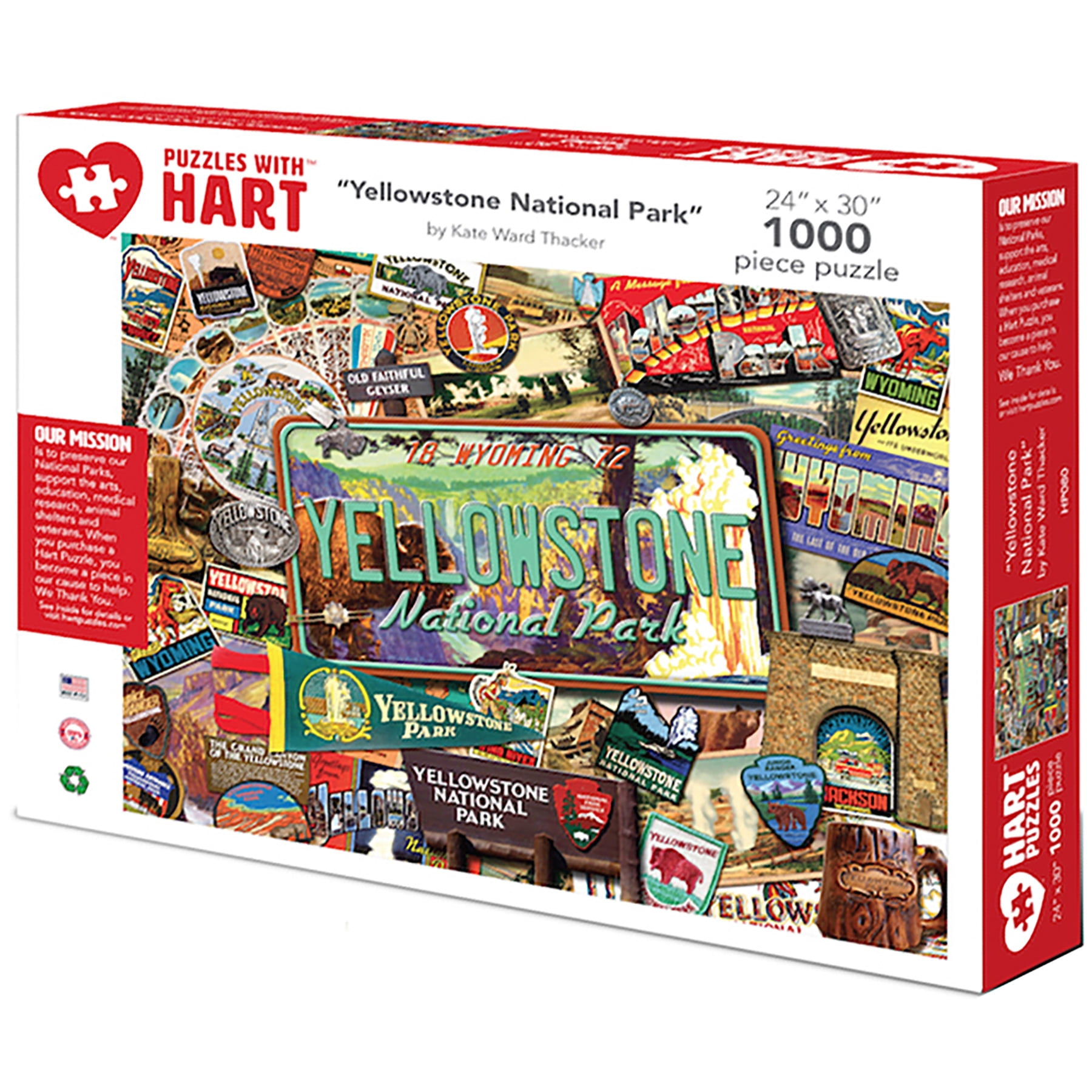 Hart Puzzles 1000-Piece Yellowstone National Park by Kate Ward Thacker Interlocking Jigsaw Puzzle
