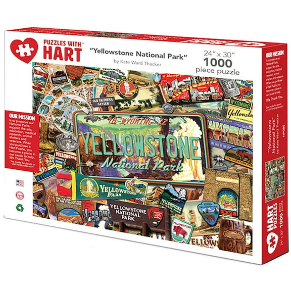 Hart Puzzles 1000-Piece Yellowstone National Park by Kate Ward Thacker Interlocking Jigsaw Puzzle