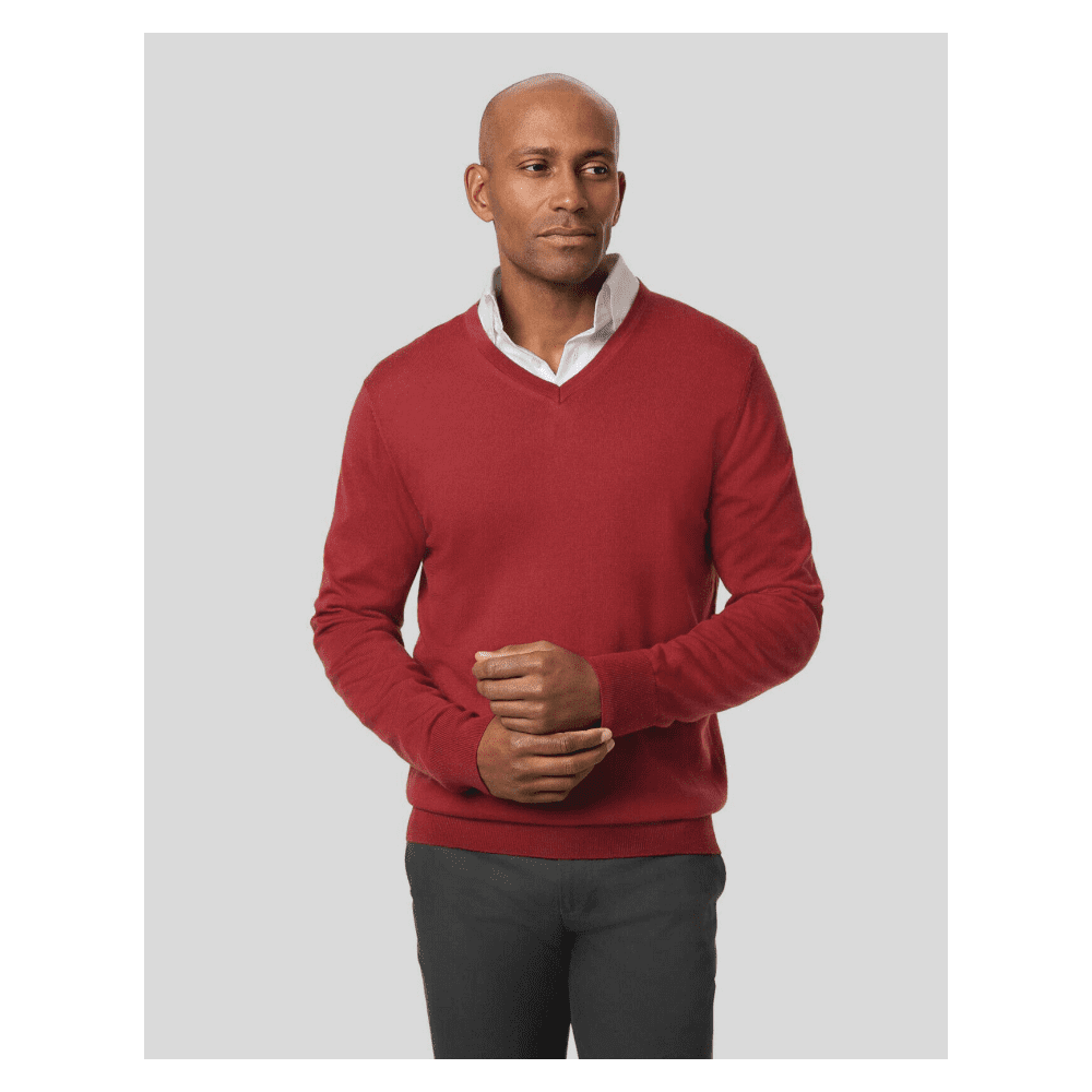 Hart Schaffner Marx Extra Fine Merino Wool Biella Yarn V Neck Sweater, Large