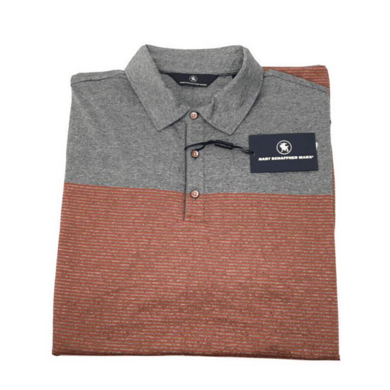 Hart Schaffner Marx MEN S Short Sleeve Engineered Stripe Polo Shirt GRAY RUST XL