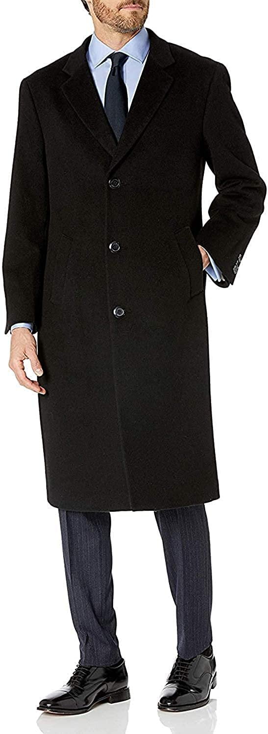 Men's Luxury Wool Three-Quarter Length Topcoat With Detachable Hood - Single Breasted