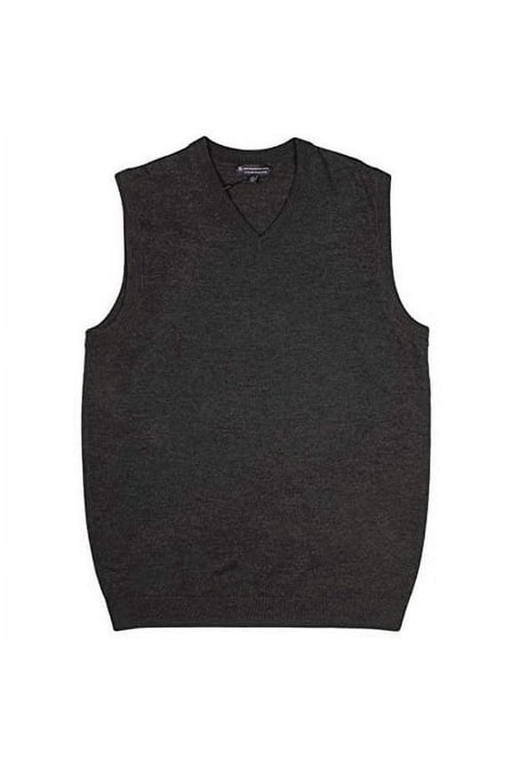 Men's Big Tall Extra Fine Merino Wool Sweater Vest (Charcoal Gray Heather 740, 3X-Large Tall)