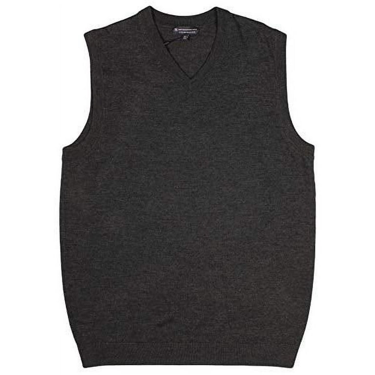 Hart Schaffner Marx Men s Big Tall Extra Fine Merino Wool Sweater Vest Charcoal Grey Heather XX Large Big