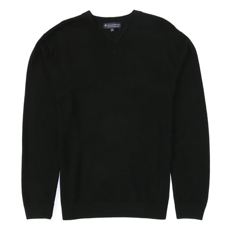Hart Schaffner Marx Men's Big & Tall Extra Fine Merino Wool V-Neck Sweater (Black 720, Large Tall, LT)