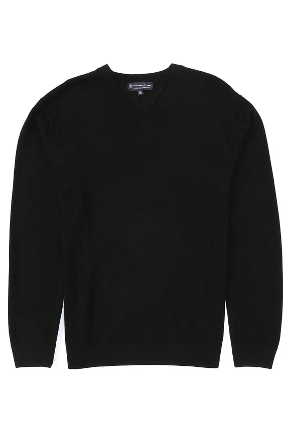Men's Big & Tall Extra Fine Merino Wool V-Neck Sweater (Black 720, Large Tall, LT)