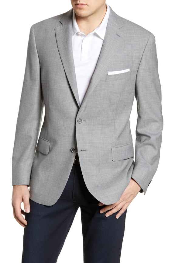 Mens Regular fit Sport Coat Blazer 38 R Silver Gray Wool