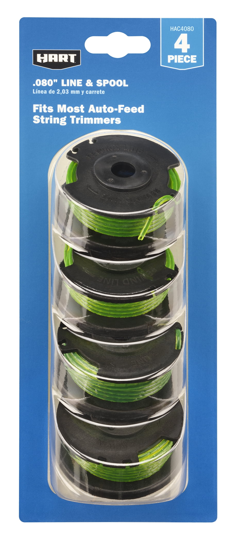 HART Spools .080" 4 Pack for Auto Feed Trimmers