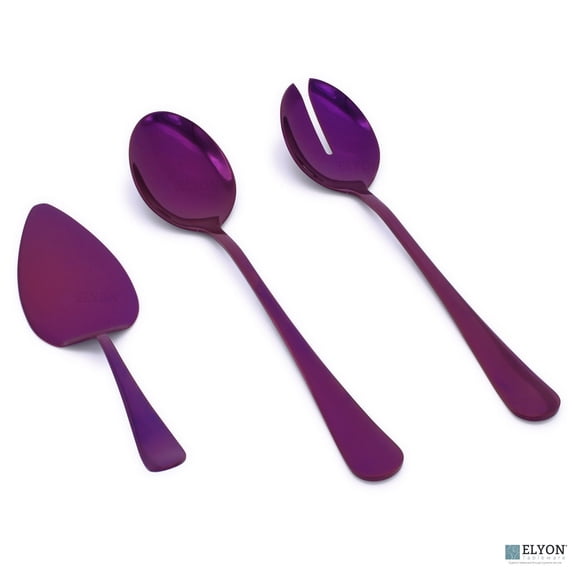 Elyon Tableware® 3-Piece Reflective Purple Stainless Steel Serving Sets