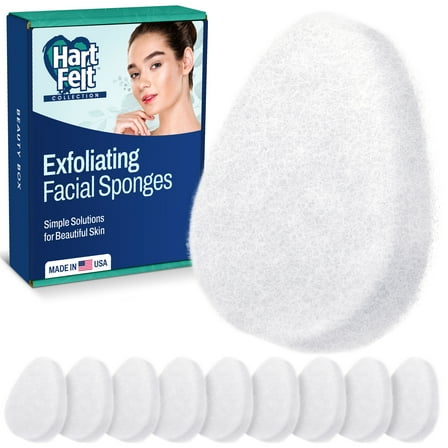 HartFelt Facial Exfoliation Sponges Beauty Gift Box with Super Soft Exfoliating Face Scrub Pad, 10pk