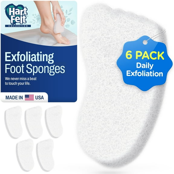 HartFelt Adult Foot Scrubber Exfoliating Sponge Pads for Smooth Heels and Toes, Pack of 6