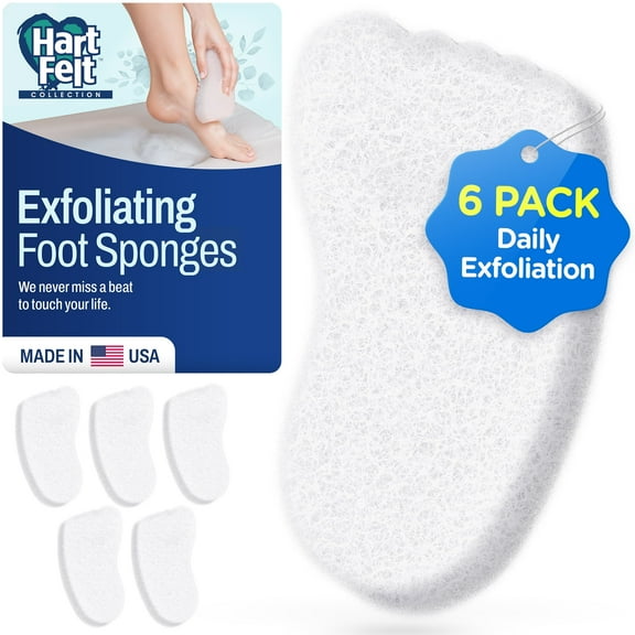 HartFelt Adult Foot Scrubber Exfoliating Sponge Pads for Smooth Heels and Toes, Pack of 6