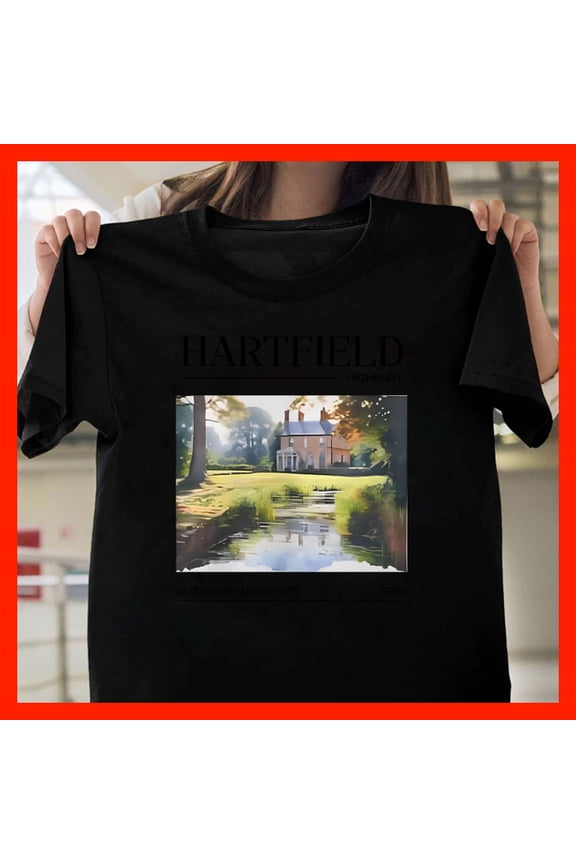 Hartfield Highbury Woodhouse Family Estate Emma Watercolor T-Shirt Unique Location Art Gift T540, Softstyle for Unisex, Extended Sizes Up to 5XL