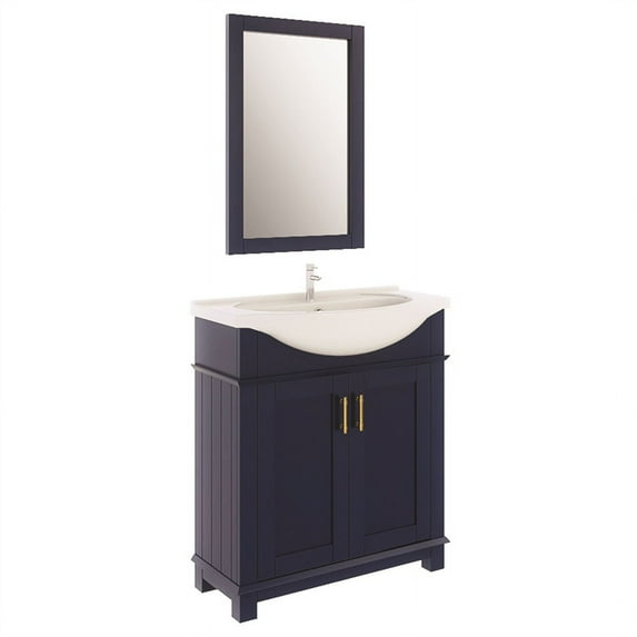 Hartford 30"Royal Blue Bathroom Vanity & top & sink. Solid wood/MDF/Quartz