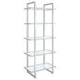 thumbnail image 1 of Hartford 79-inch 5-shelf Glass Bookshelf Chrome, 1 of 10