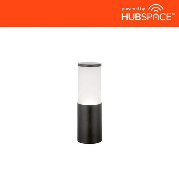 Hartford Low Voltage Millennium Black LED Smart Outdoor Bollard Light with Frosted Glass Shade Powered by Hubspace