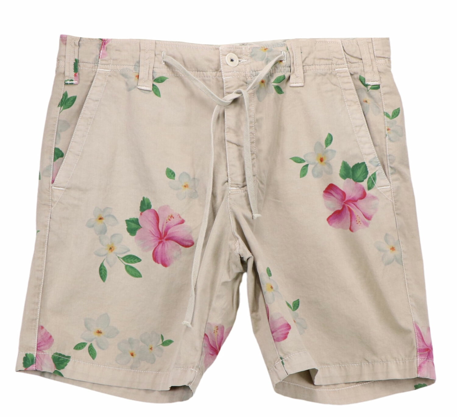 Pink top khaki shorts