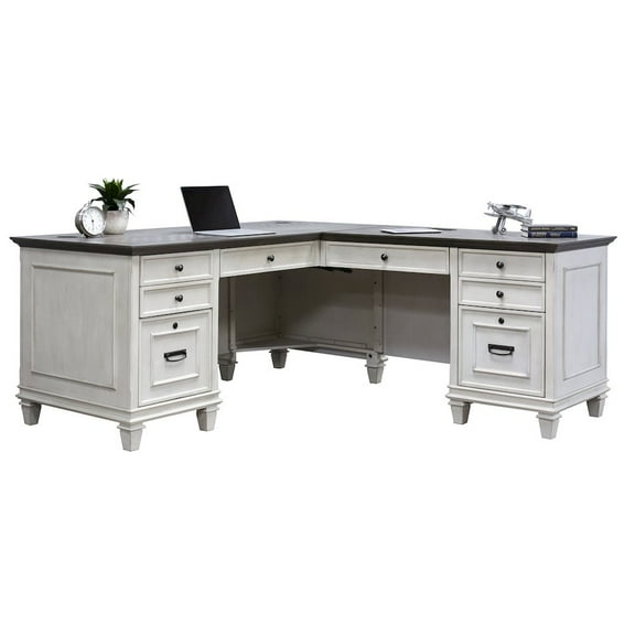 Hartford Wood L-Desk and Return Writing Table and return Office Desk White