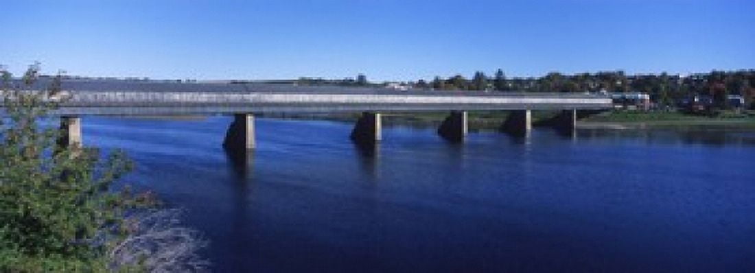 Hartland Bridge worlds longest covered bridge across the Saint Johns River Hartland New Brunswick Canada Canvas Art - Panoramic Images (18 x 7)