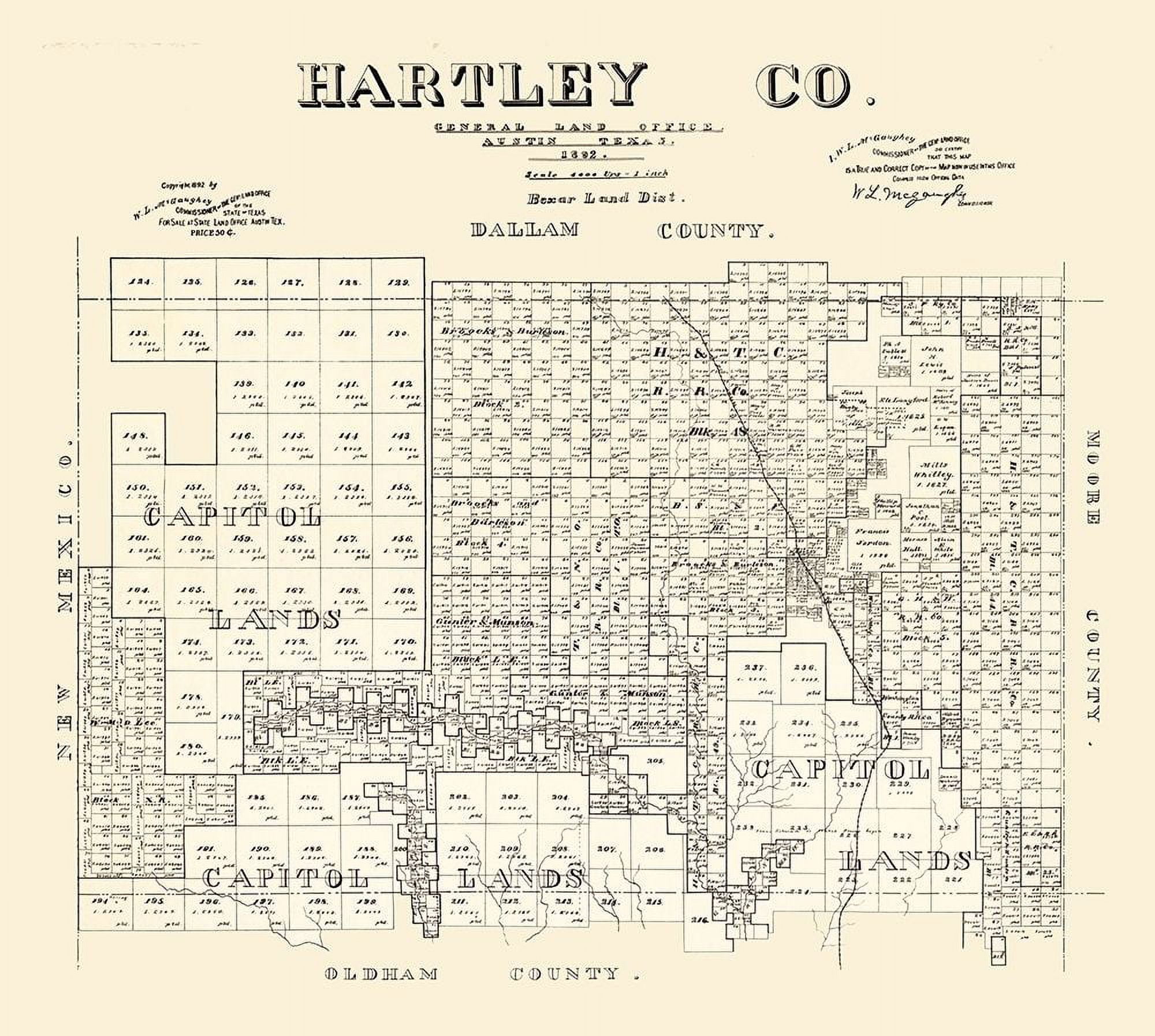 Hartley County Texas McGaughey 1882 by McGaughey (26 x 24)