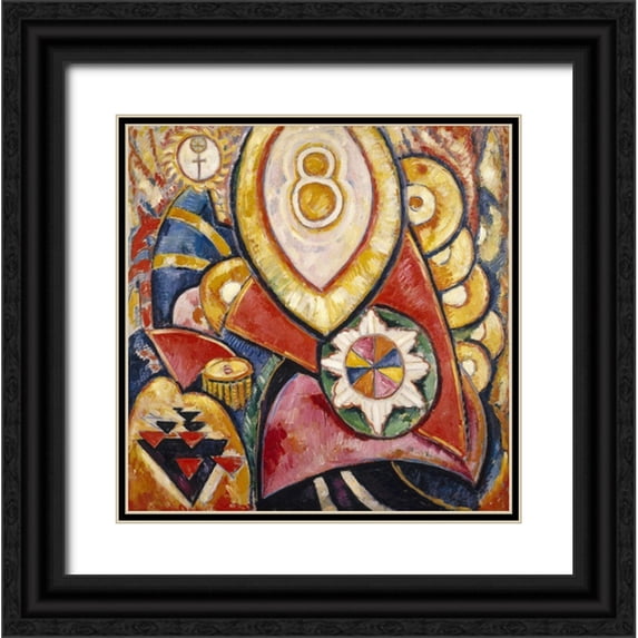 Hartley, Marsden 26x26 Black Ornate Wood Framed with Double Matting Museum Art Print Titled - Painting No 48