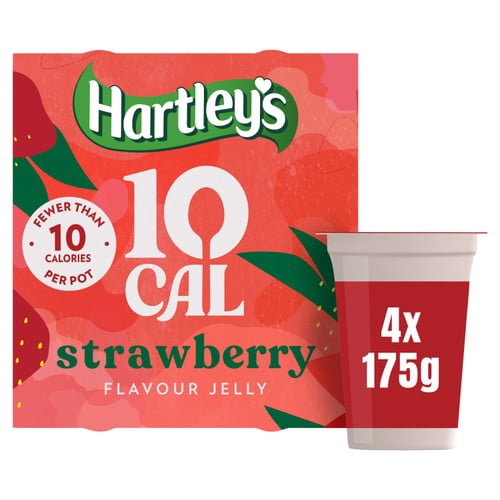 Hartley's 10cal Strawberry Jelly 4 x 175g, British Import (Pack of 2)