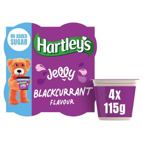 Hartley's No Added Sugar Blackcurrant Jelly 4 x 115g, British Import (Pack of 2)