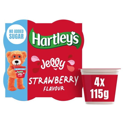 Hartley's No Added Sugar Strawberry Jelly 4 x 115g, British Import (Pack of 2)