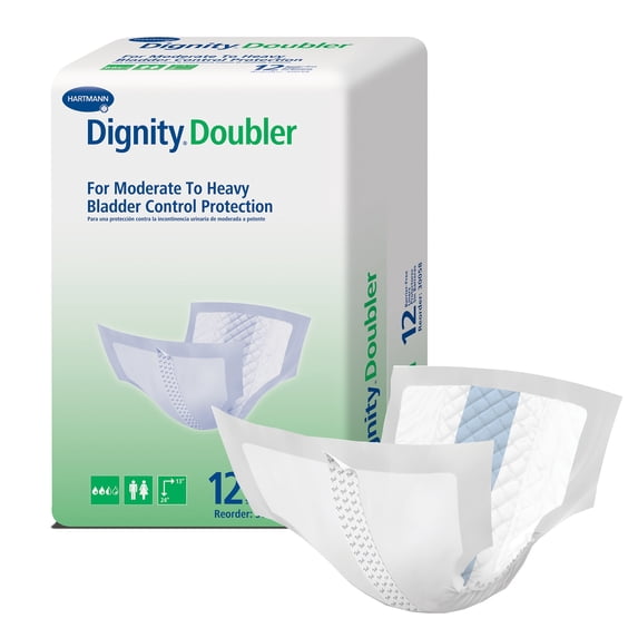 HARTMANN Dignity Doubler XL unisex incontinence bladder control pads, 24 in x 13 in, 12 count