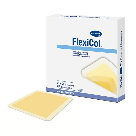 Hartmann FlexiCol Hydrocolloid Dressing 2 x 2" Square Beveled Edge Without Backing 48600000 20 per Box