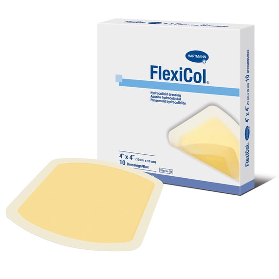 Hartmann FlexiCol Hydrocolloid Dressing 4 x 4" Square Beveled Edge Without Backing 48610000 10 per Box