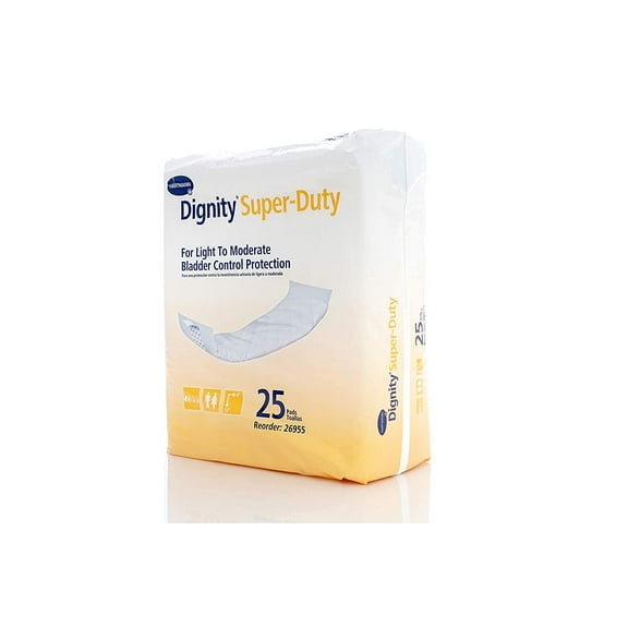 Hartmann USA Dignity Super-Duty Pads, Light to Moderate Bladder Control Protection, 12" x 4", Case of 200, 26955