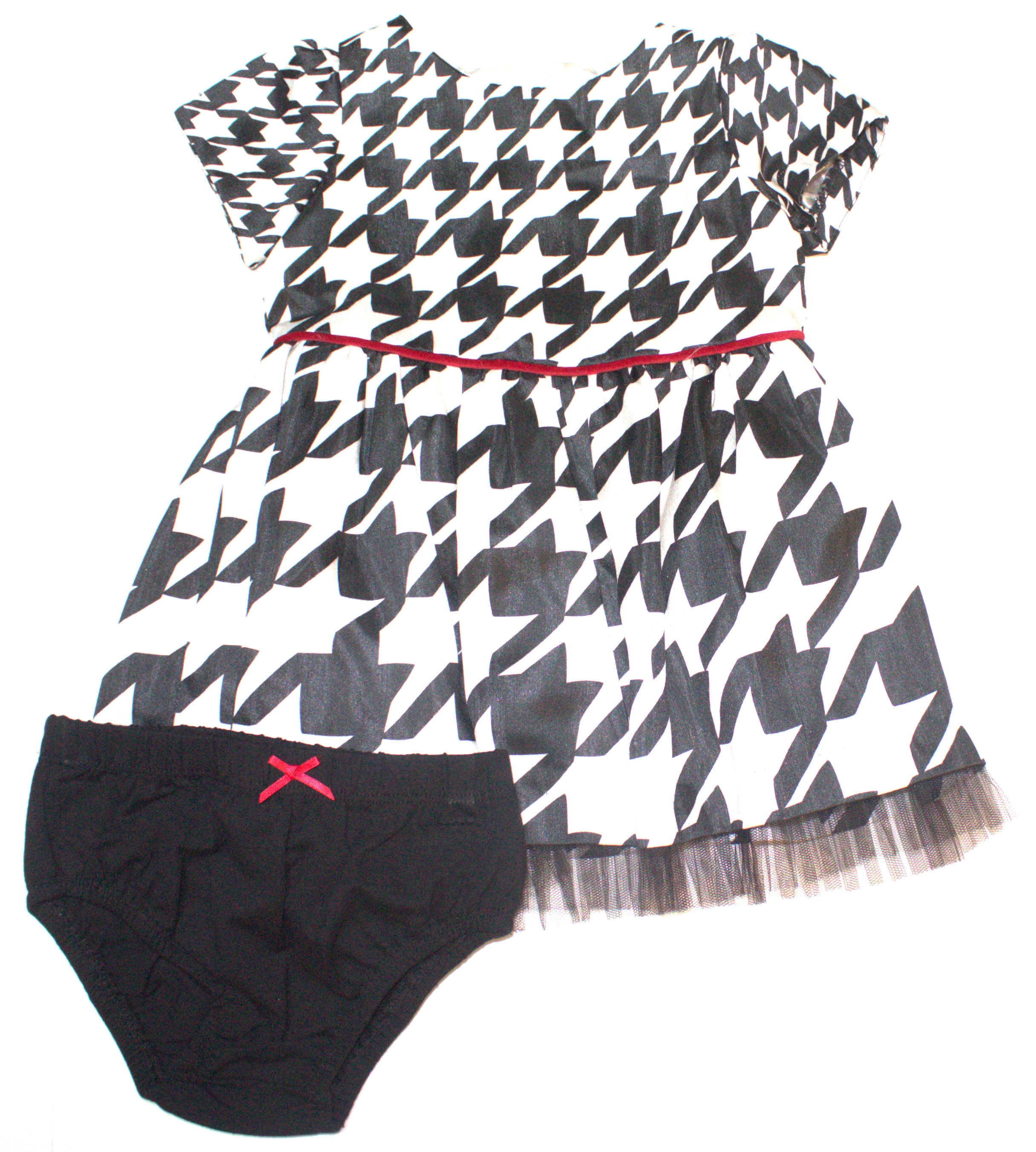 Hartstrings Infant Girls Houndstooth Shantung Dress and Diaper