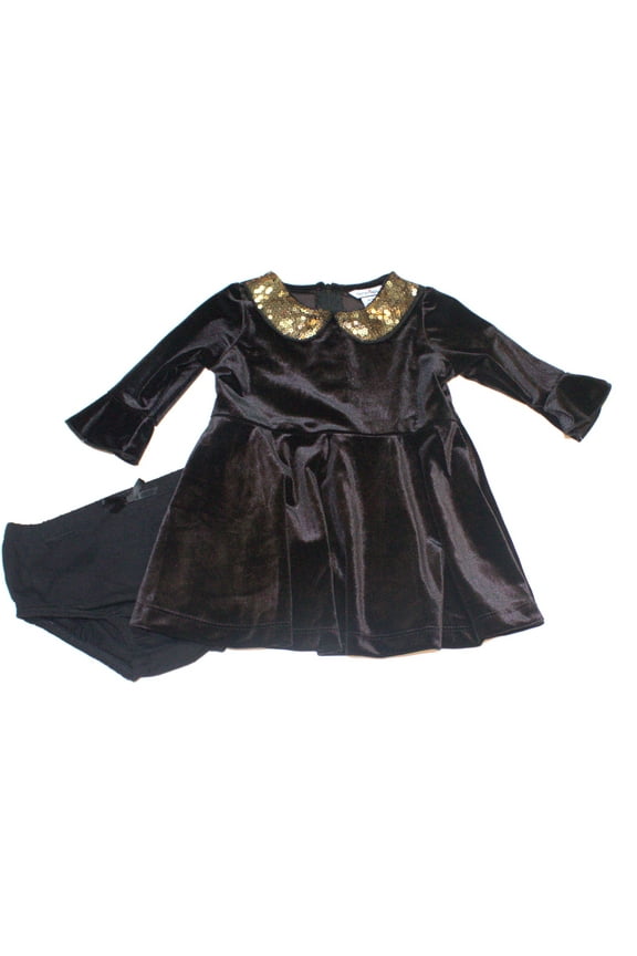 Infant Girls Velvet Dress and Diaper Cover Set