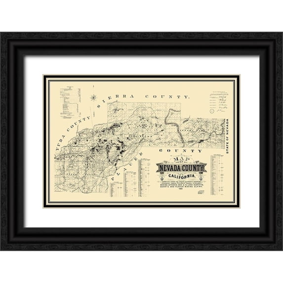 Hartwell 14x11 Black Ornate Wood Framed with Double Matting Museum Art Print Titled - Nevada County California - Hartwell 1880