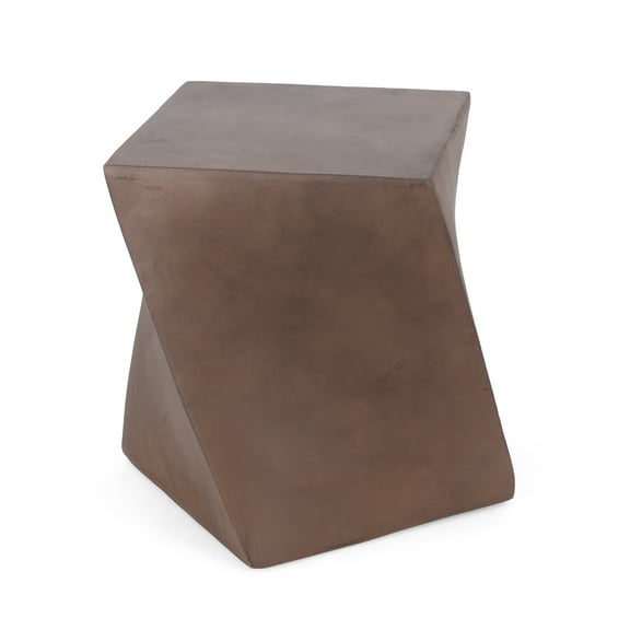 Hartwell Lightweight Concrete Outdoor Side Table, Brown