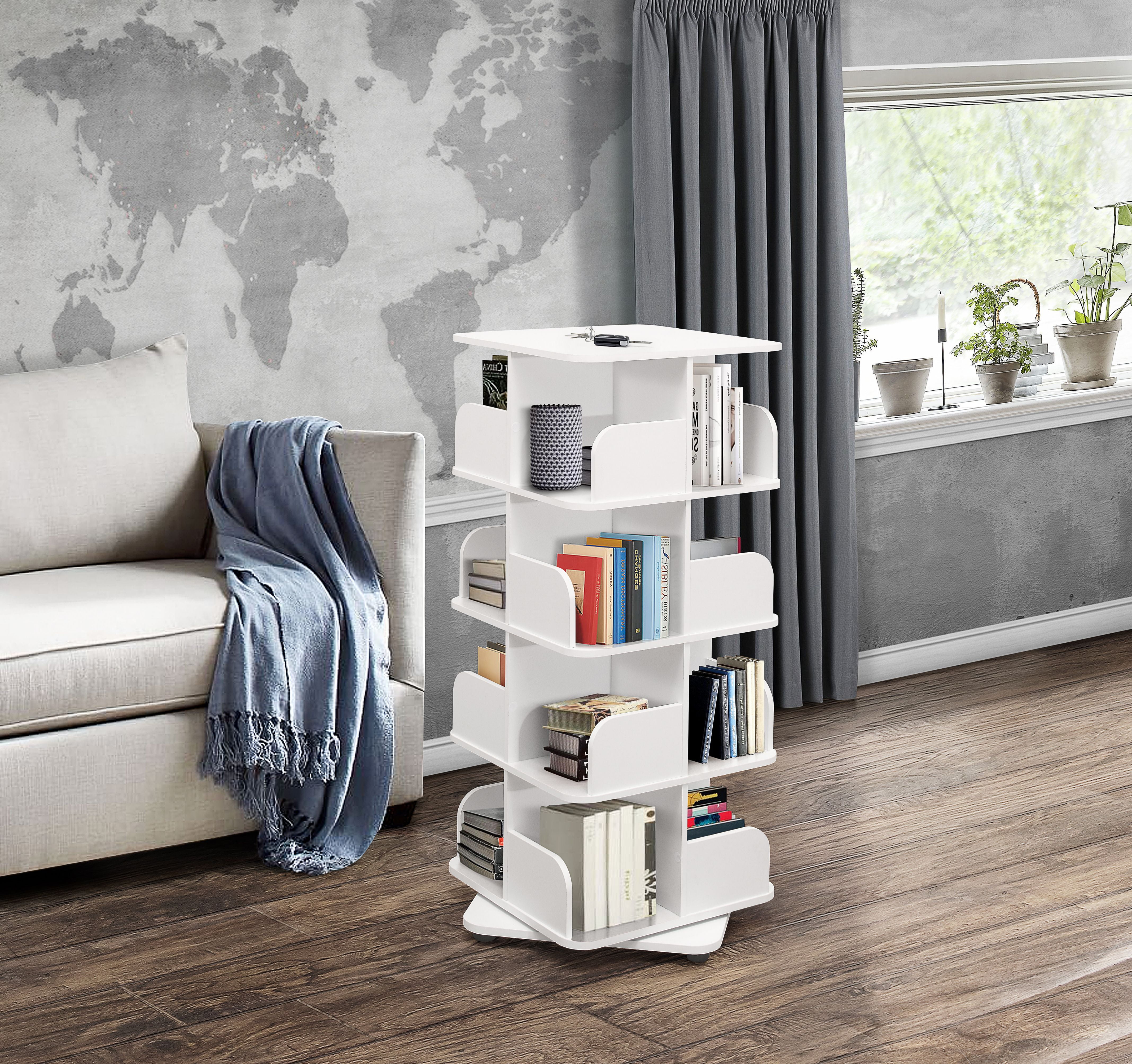 White revolving bookcase deals