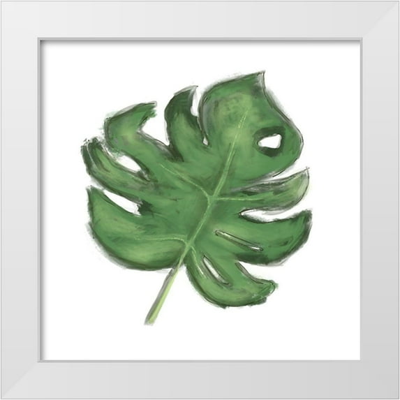 Hartworks 12x12 White Modern Wood Framed Museum Art Print Titled - Leaves of the Tropics II