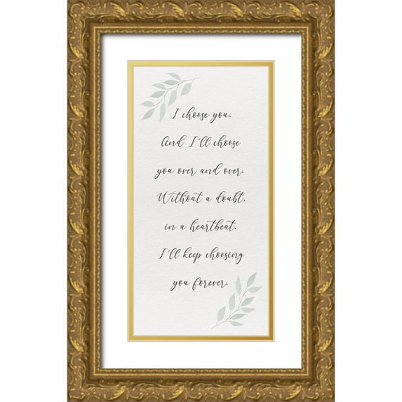 Hartworks 18x32 Gold Ornate Wood Framed with Double Matting Museum Art Print Titled - Inspired Life vertical III-I Choose you