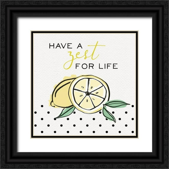 Hartworks 20x20 Black Ornate Wood Framed with Double Matting Museum Art Print Titled - Lemon Zest I