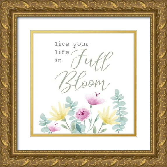 Hartworks 26x26 Gold Ornate Wood Framed with Double Matting Museum Art Print Titled - Full Bloom I