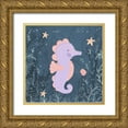 thumbnail image 1 of Hartworks 26x26 Gold Ornate Wood Framed with Double Matting Museum Art Print Titled - Seahorse and Turtle Blue I, 1 of 4