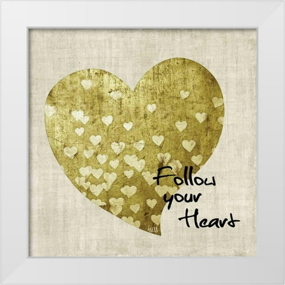 Hartworks 26x26 White Modern Wood Framed Museum Art Print Titled - Heart of Gold II