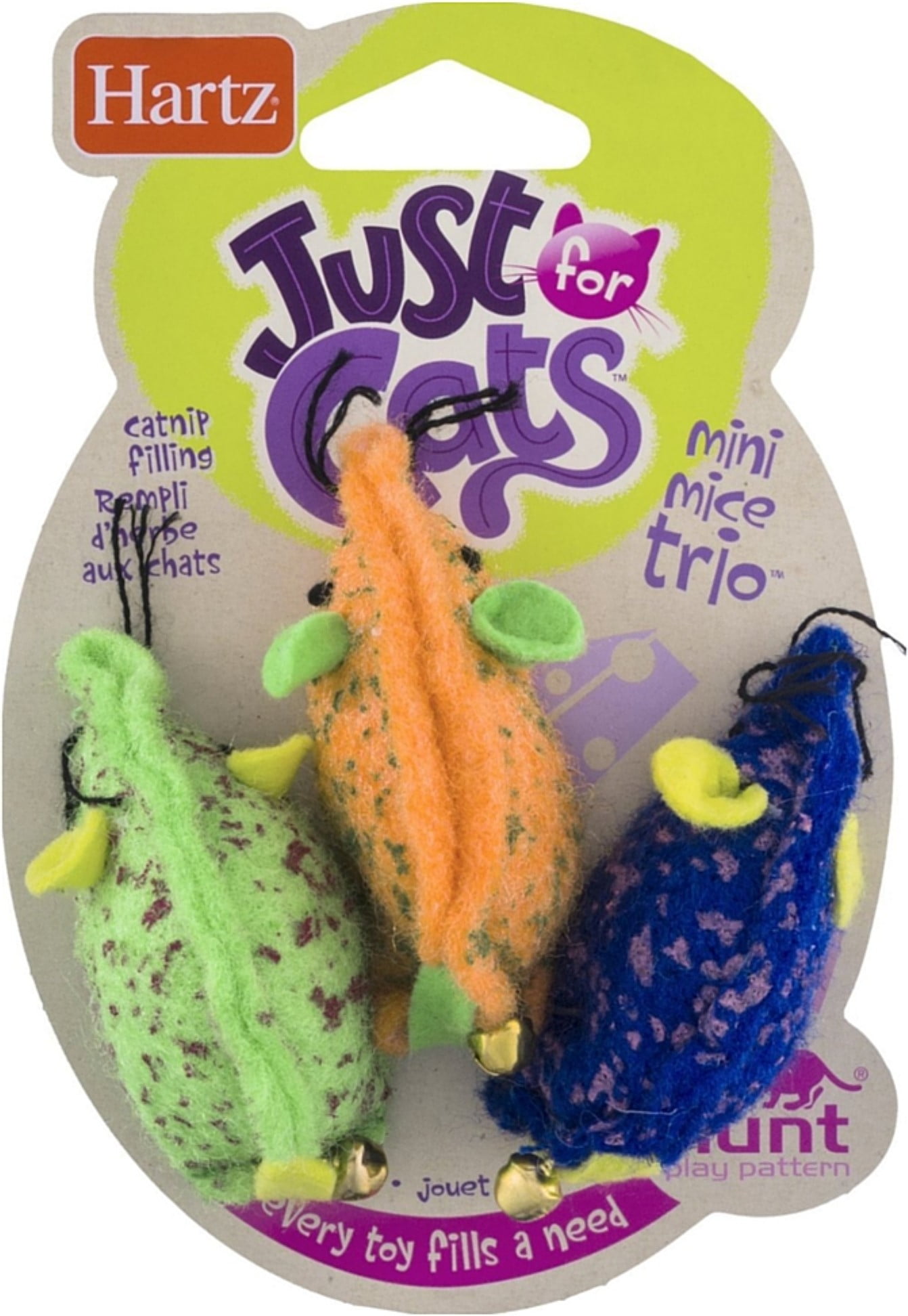 Hartz 83969 Mini Mice Trio Cat Toys, Assorted Colors, 3-Count
