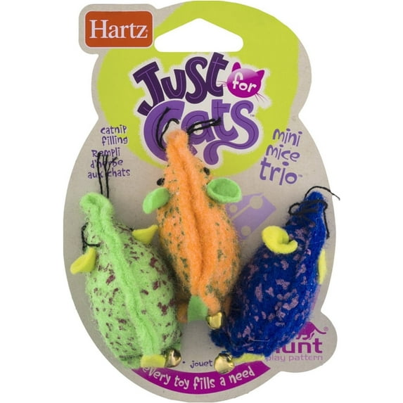 Hartz 83969 Mini Mice Trio Cat Toys, Assorted Colors, 3-Count
