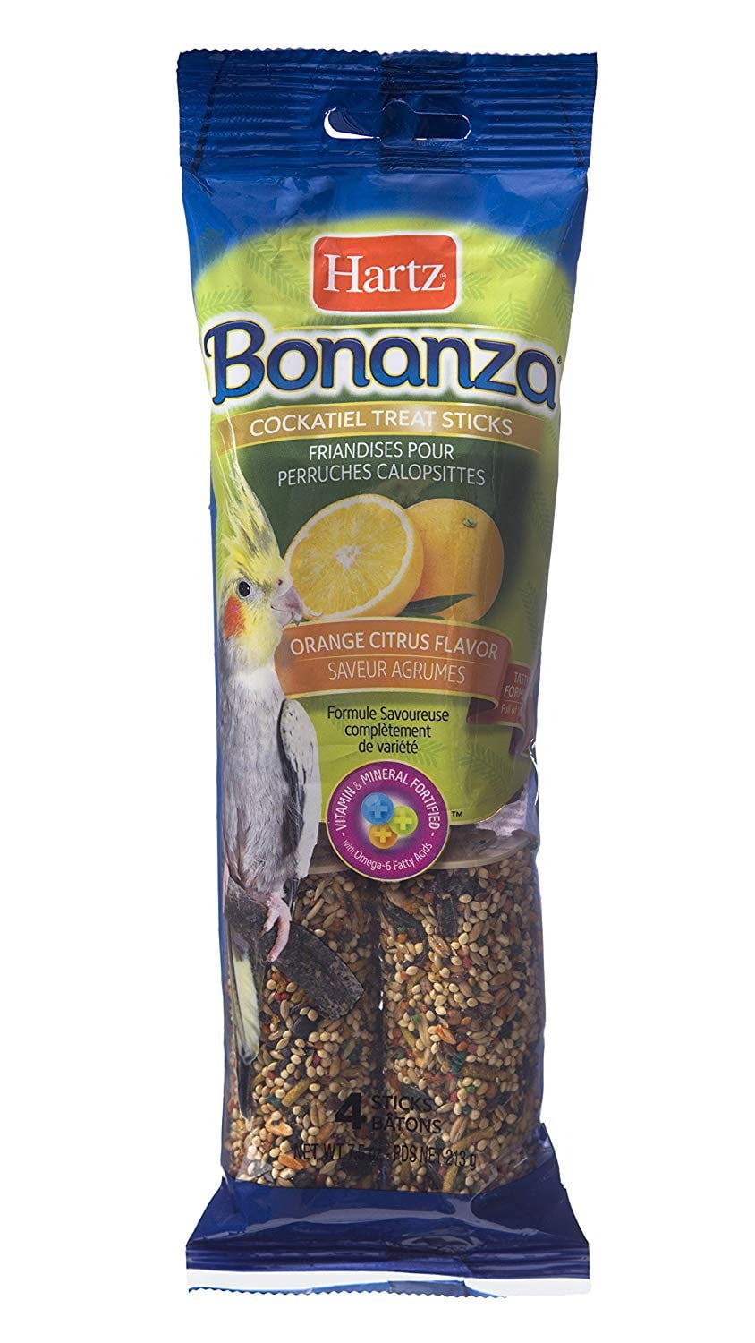 Hartz Bonanza Orange Citrus Flavored Cockatiel Treat Sticks - 4 Pack