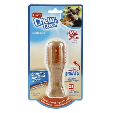 Hartz Chew ‘n Clean Drumstick Dog Chew Toy, Chicken Flavored, Nylon, Extra Small