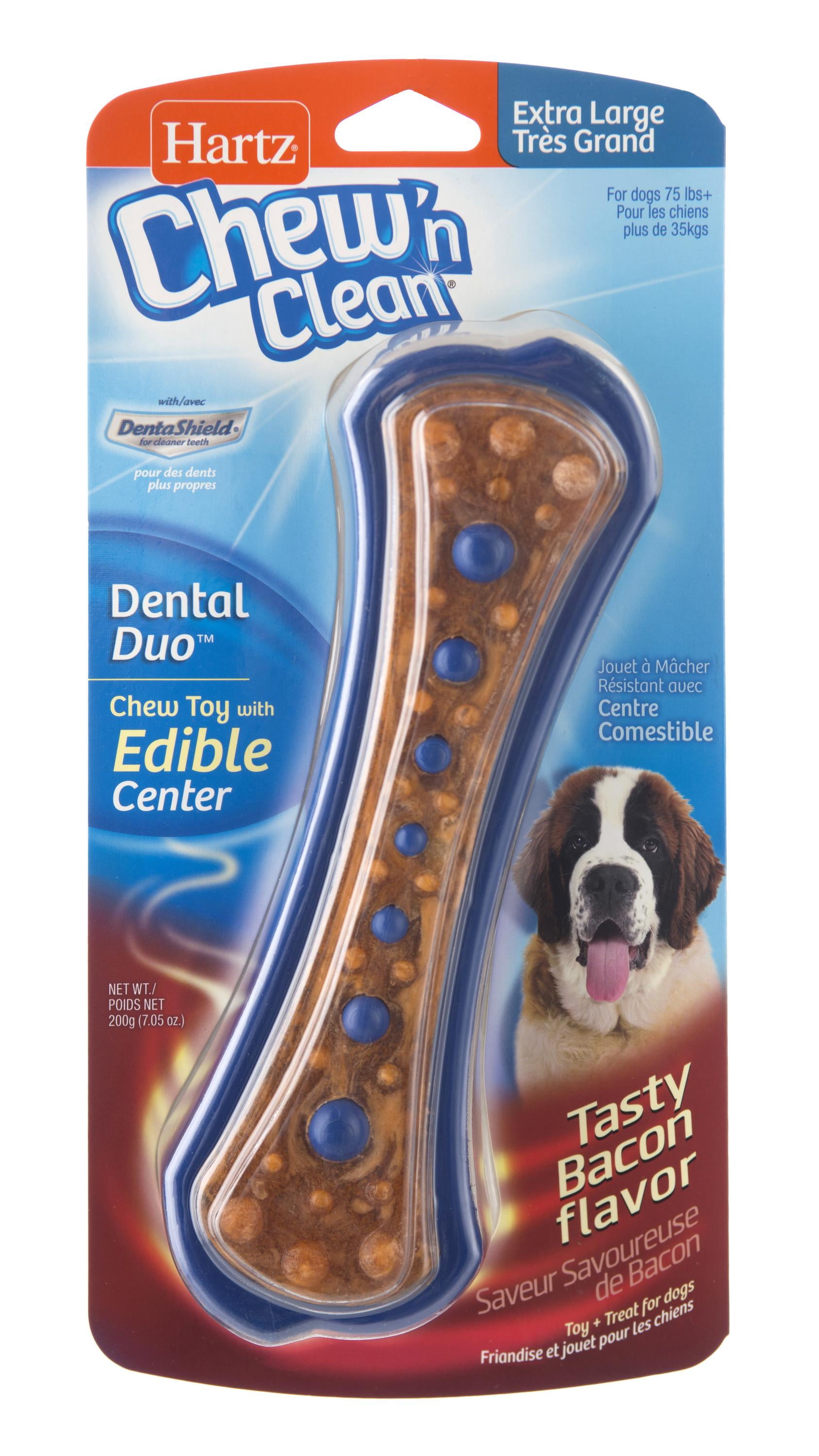 Hartz Chew 'n Clean Dental Duo Bacon Flavored Dog Treat and Chew Toy, XL, 1ct