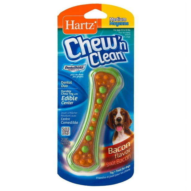 Hartz Chew 'n Clean Dental Duo Dog Toy, Medium, Color May Vary